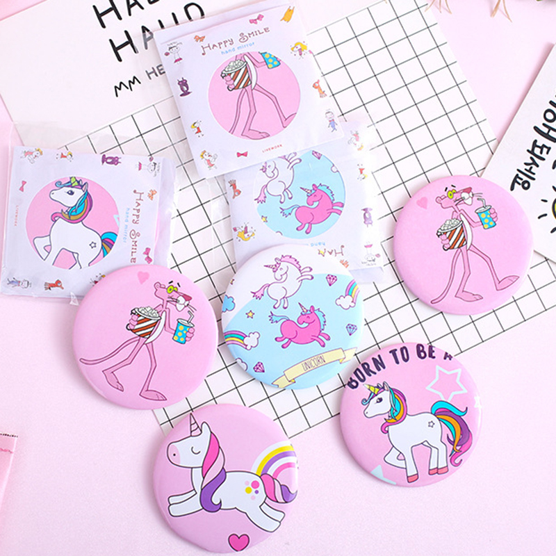 Gương soi trang điểm dạng tròn mini phong cách cô gái Sakura Harajuku dễ thương