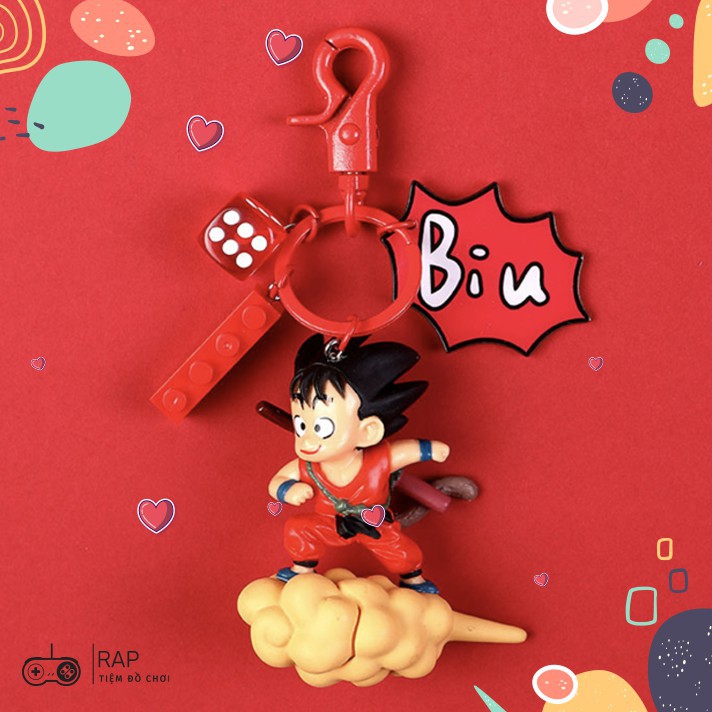Móc khóa, móc túi hoạt hình Songoku nhí cưỡi cân đẩu vân Dragon Ball cute dùng làm quà tặng, dây treo balo, túi xách