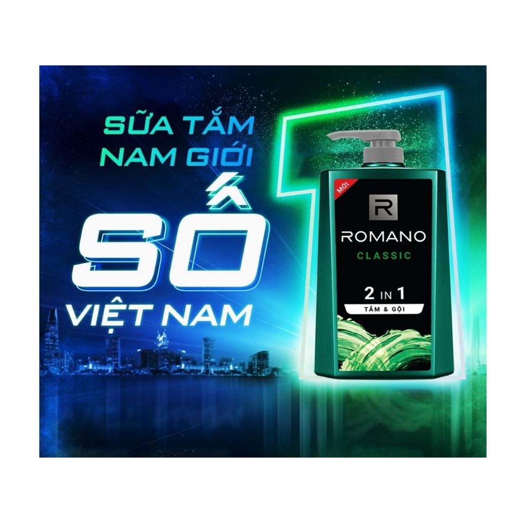 Dầu gội và sữa tắm nước hoa cao cấp Romano chai 650g