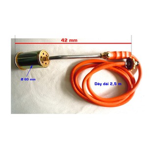 Khò gas công nghiệp phi 60 dây dài 2,5 m - loại ngắn