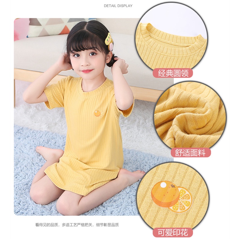 Đầm Ngủ Tay Ngắn Họa Tiết Sọc Ngang 100-160cm