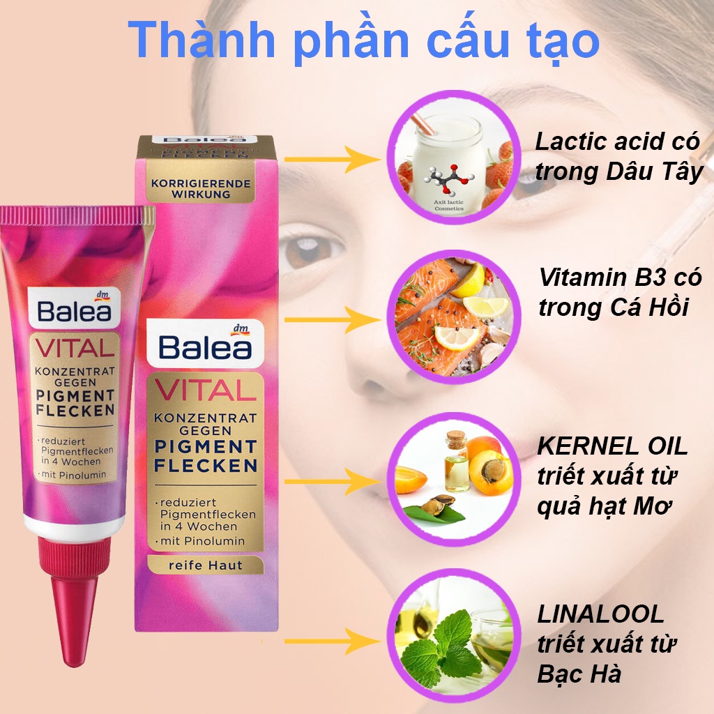 Kem nám tàn nhang BALEA Vital của đức mờ mụn thâm nốt ruồi trắng da 20ml