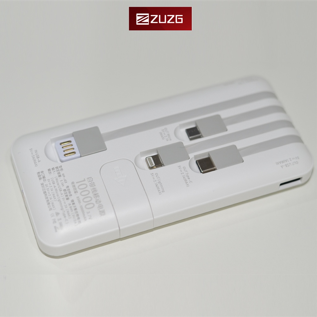 Sạc dự phòng 10000mah 4 trong 1 J03 - Hàng chính hãng ZUZG