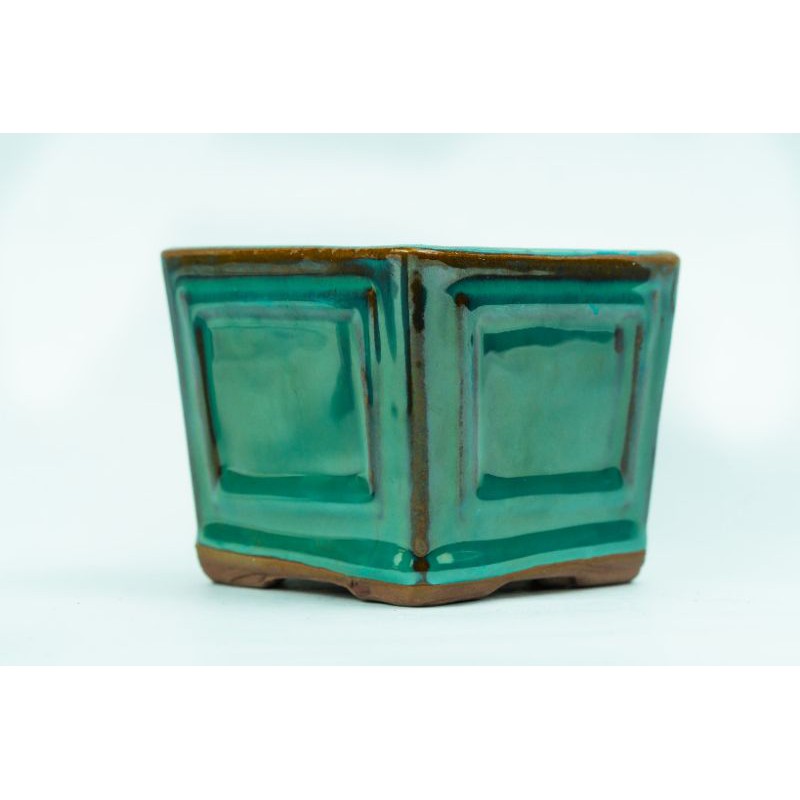 Chậu sứ Bát Tràng trồng sen đá, xương rồng, cẩm nhung, cây mini - Chậu vuông vát hỏa biến