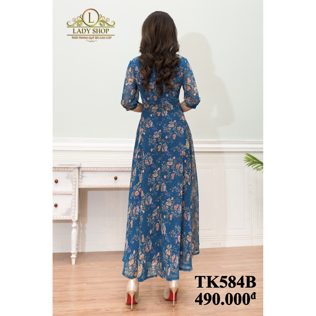 Váy Đầm trung niên maxi voan thời trang thiết kế Ladyshop TK584