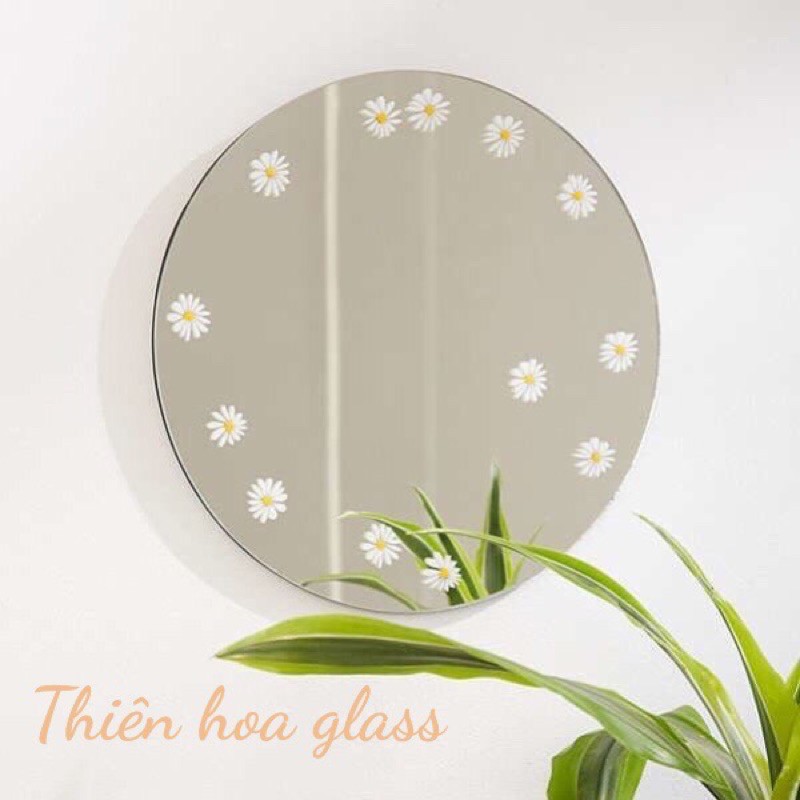 [Rẻ vô địch] Gương hoa cúc trắng gương viền dây gương macrame gương vẽ gương trang trí treo tường