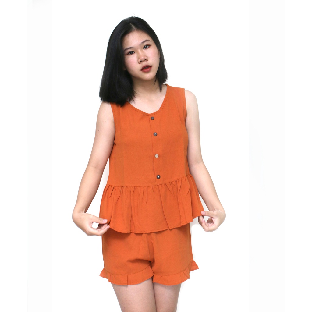&lt;A05&gt; Đồ bộ nữ mặc nhà sát nách 4 nút vải đũi không nhăn dễ thương Nhã Dung Store 2 dưới 60kg