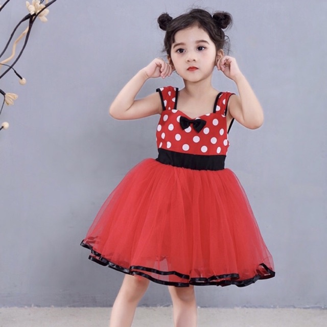 Đầm Công Chúa Hoạ Tiết Chấm Bi Kiểu Dáng Đáng Yêu Cho Bé Từ 0-05Tuổi.