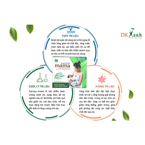 [CHÍNH HÃNG] Nước xông tắm thảo dược cho mẹ sau sinh Dao'spa mama (Hộp 3 lọ 200ml) - CTCP Dược Khoa - 100% thảo mộc