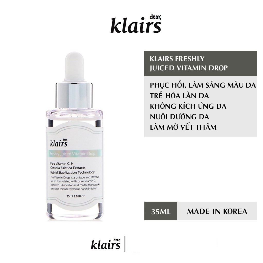 Serum Klairs Freshly Juiced Vitamin Drop 35ml dưỡng sáng da mờ thâm