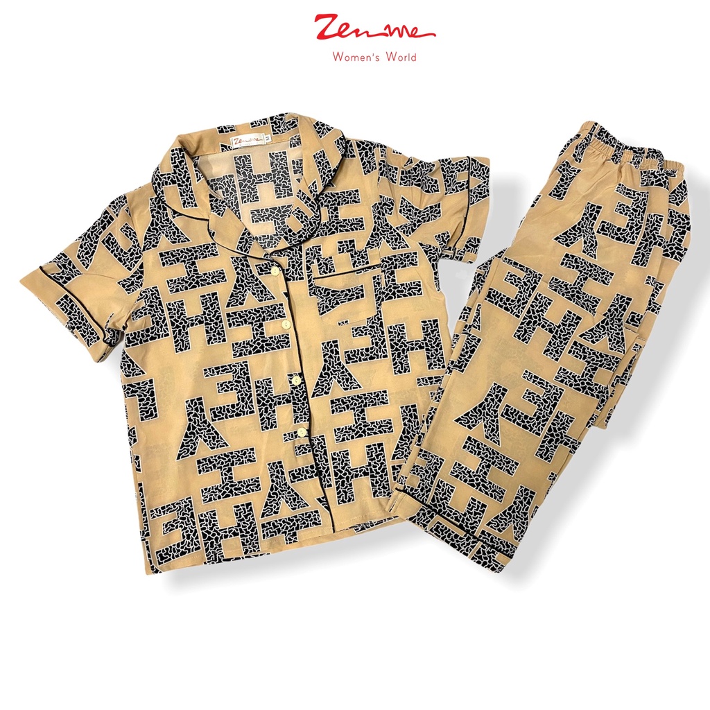 Đồ bộ pijama nữ Zen Me bộ mặc nhà tay cộc quần dài chất liệu Lụa giấy Luxury cao cấp - họa tiết trẻ trung hiện đại | BigBuy360 - bigbuy360.vn