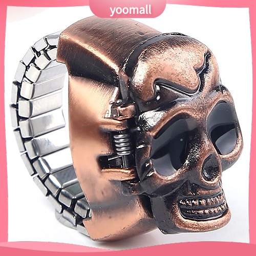 Nhẫn hình đồng hồ kiểu đầu lâu cá tính phong cách vintage dành cho nam