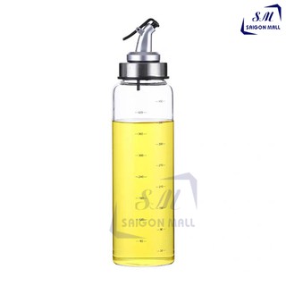  Chai thủy tinh cao cấp 500ml loại cao chia vạch đựng dầu ăn có vòi chiết rót tiện dụng. 