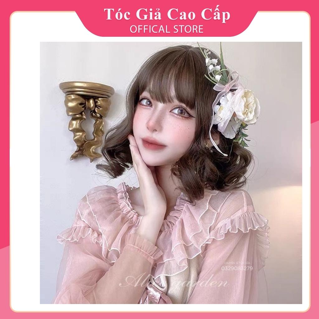 Tóc giả nữ nguyên đầu xoăn ngắn 20cm - tặng kèm lưới trùm, mã d3038