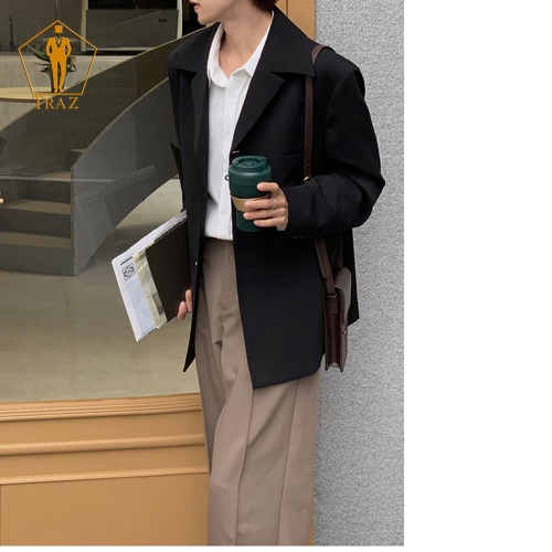 Áo Khoác Blazer Nam TRAZ Form Rộng Dài Tay Unisex Basic Chất Flannel Hàn Cao Cấp,  Phong Cách Hàn Quốc, Vest