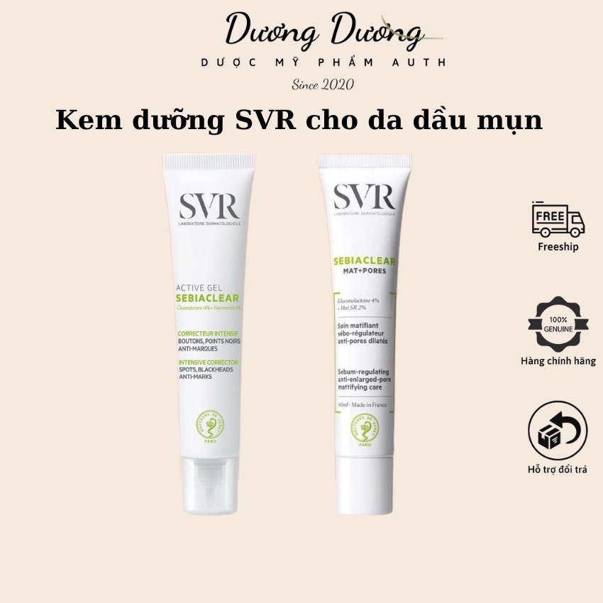 Kem dưỡng kiềm dầu, giảm mụn, thu nhỏ lỗ chân lông SVR Active Sebiaclear Mat + Pores Gel 40ml
