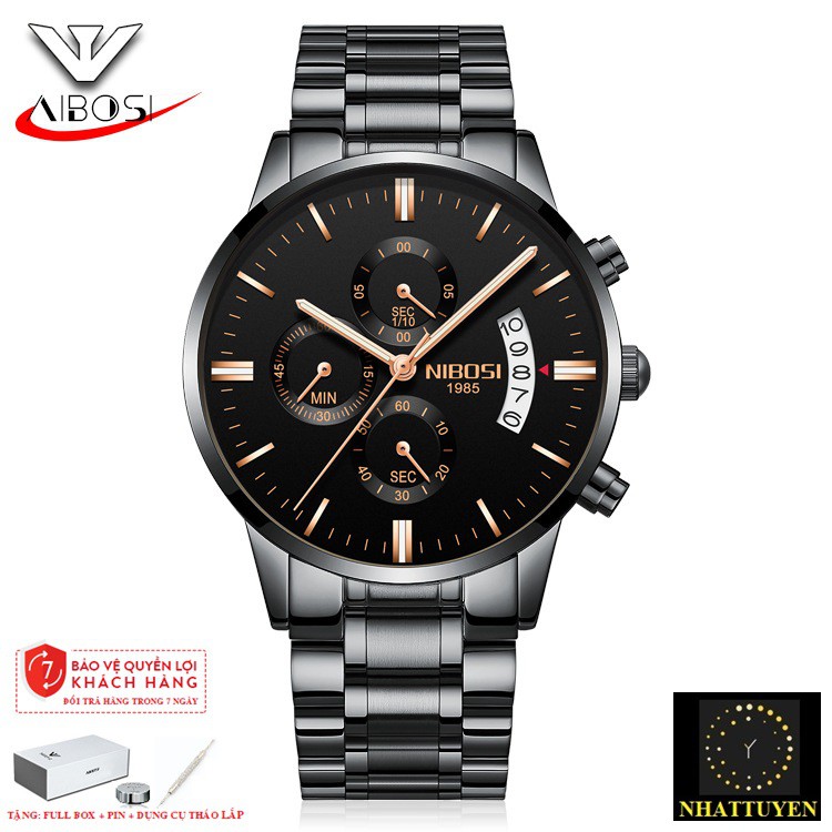 [CÓ VIDEO - ẢNH THẬT] (HUYỀN THOẠI) ĐỒNG HỒ NAM NIBOSI 2309T (1985) DÂY THÉP FULL BOX - STYLE DOANH NHÂN | BigBuy360 - bigbuy360.vn
