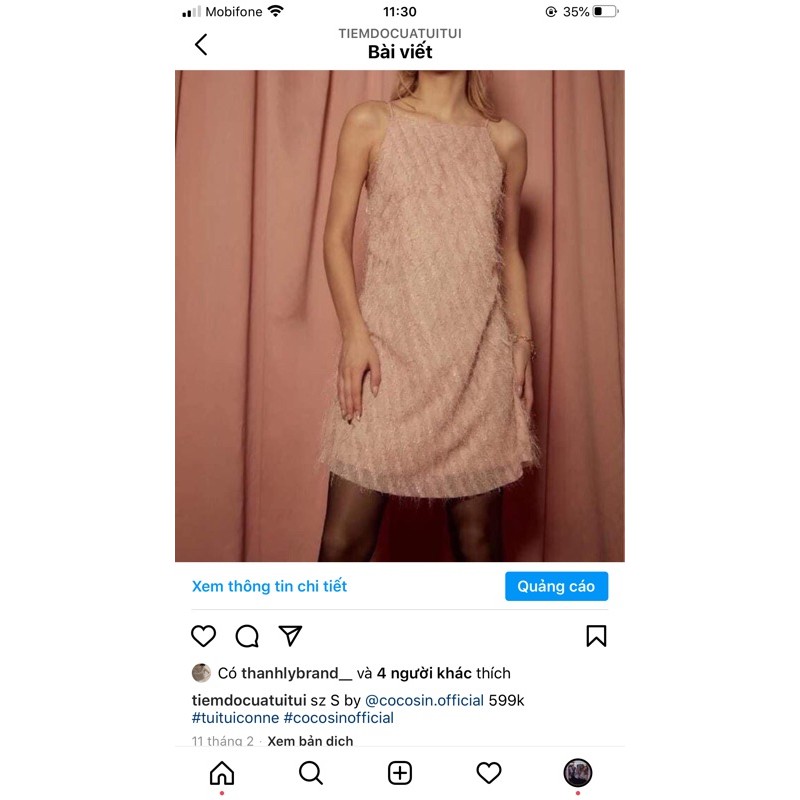 Váy cocosin offical màu nude sz quên r.