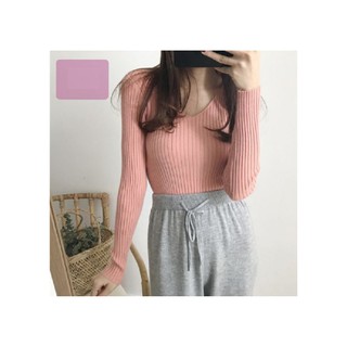 Áo len đũa cổ tim
