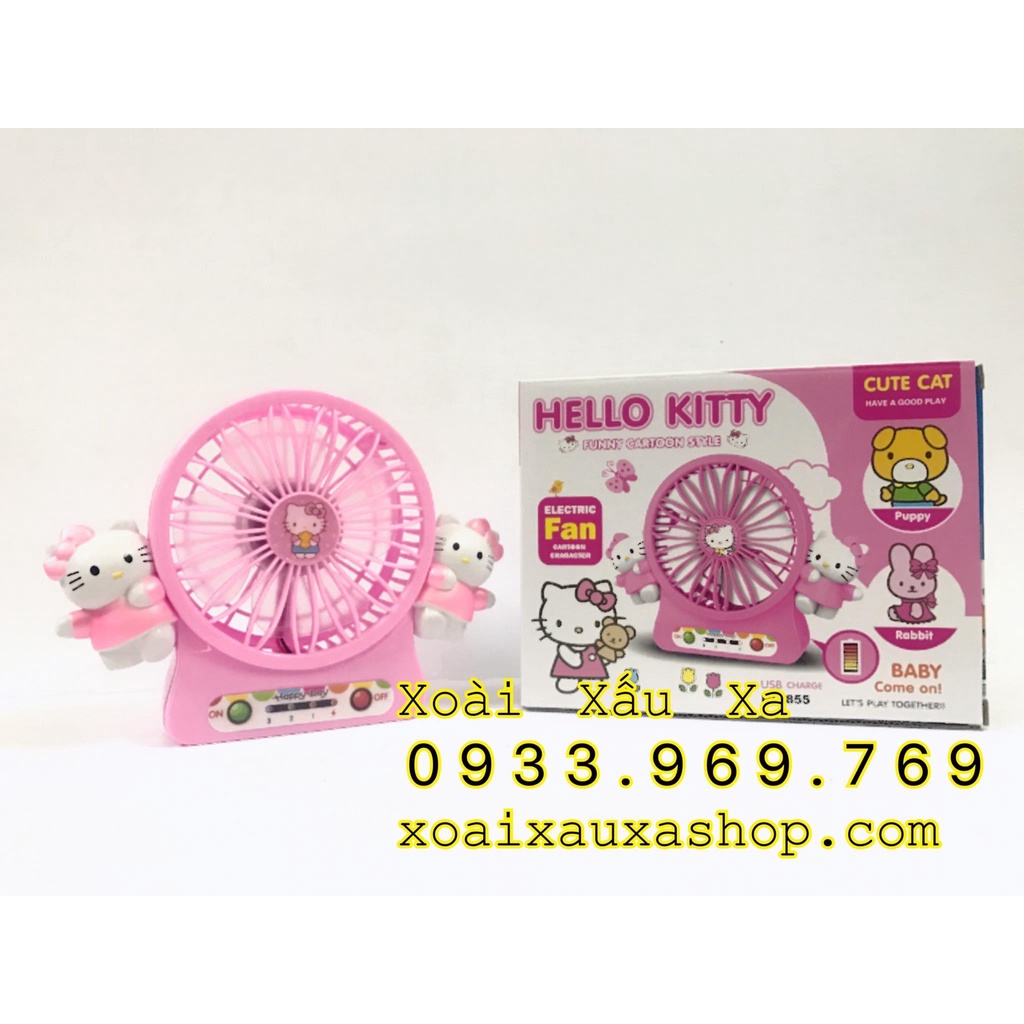 Quạt sạc USB hoạt hình mèo Hello Kitty dễ thương (21*16cm )