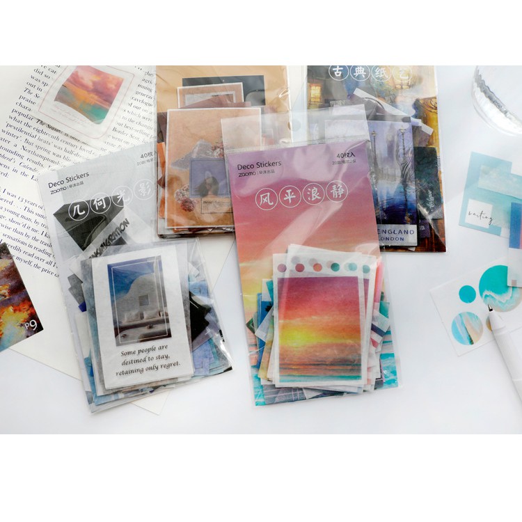 Set 40 miếng hình dán trang trí Deco sticker Zaomo
