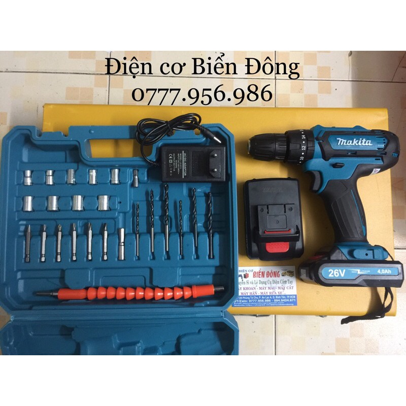 Máy khoan pin 🔥FREESHIP🔥 Tặng đầy đủ phụ kiện Máy khoan pin Bêtông cầm tay MAKITA 26V Thái Lan