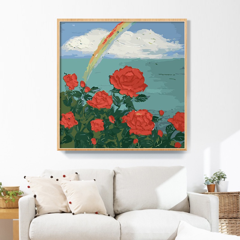 Bộ tranh sơn dầu acrylic Hamlet tô màu theo số phong cảnh đẹp trang trí tường nhà cỡ 20x20 cm