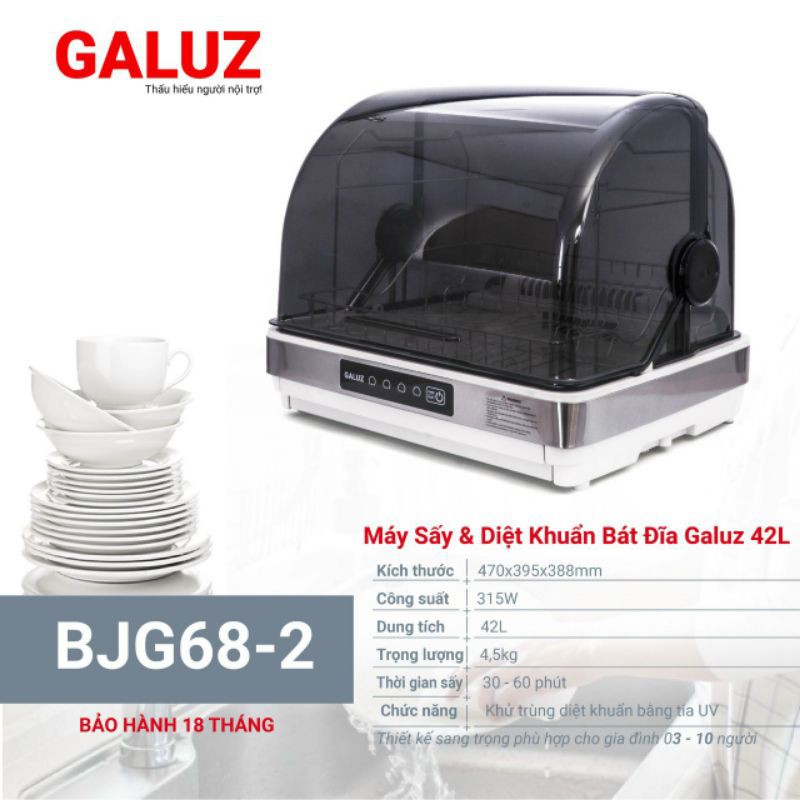 Máy sấy và diệt khuẩn UV bát đĩa Galuz model BJG68-2 dung tích 42L