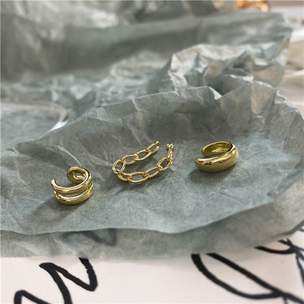 Bộ Khuyên Tai Kẹp Vành Tai Không Cần Khoan Lỗ Hai Lớp Thời Trang Cho Nữ MXMUSTY