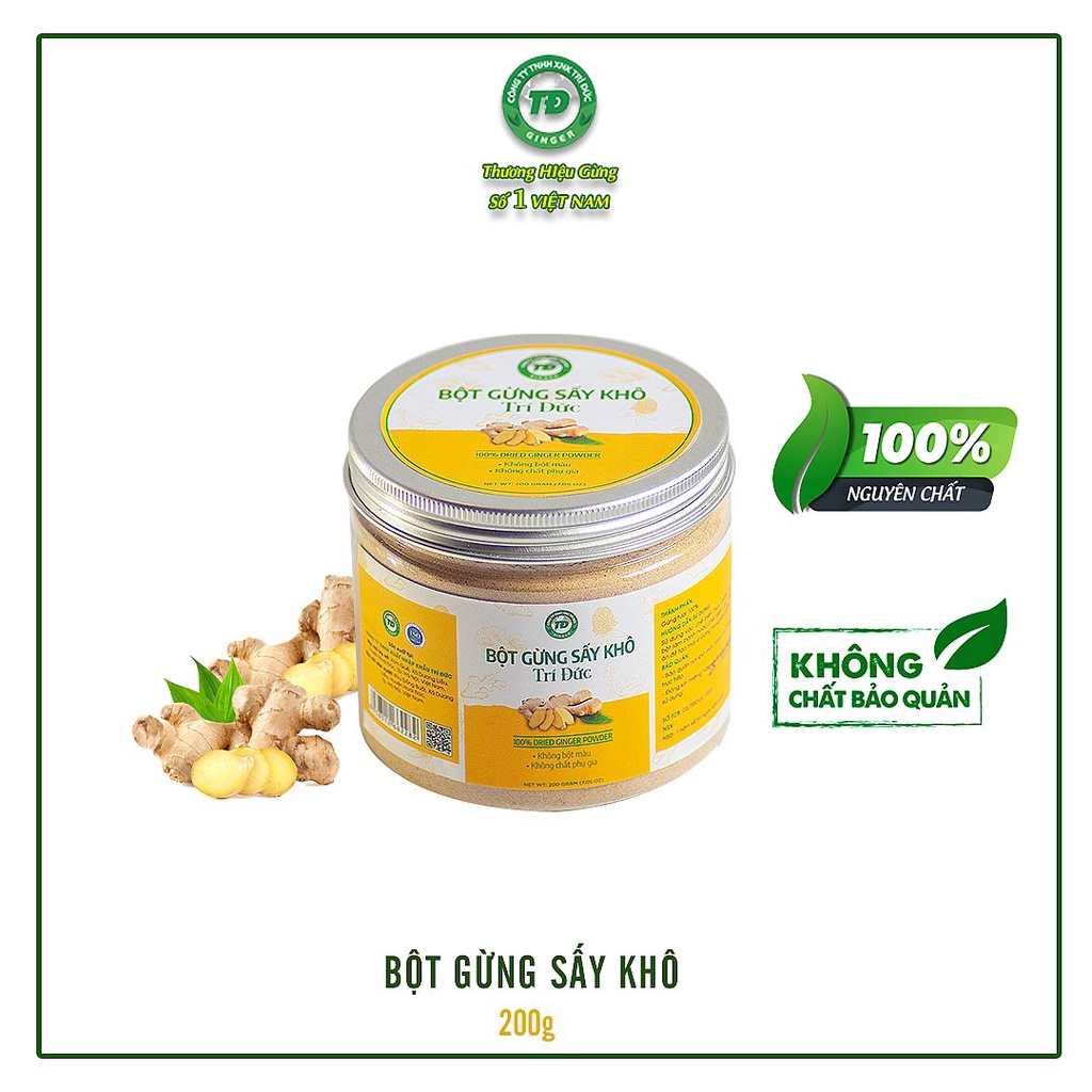 Bột Gừng Sấy Khô Trí Đức - 200gr ( hũ 500ml)