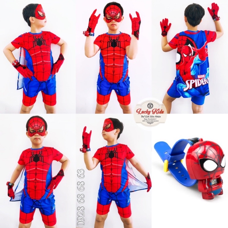 🔥 FULL SET TẶNG KÈM ĐỒNG HỒ 🔥BỘ QUẦN ÁO SIÊU NHÂN NHỆN CƠ BẮP KÈM CHOÀNG MẶT NẠ SAMKIDS