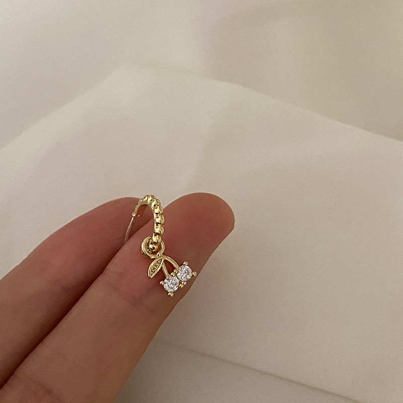 Bông tai mạ bạc 925 hình quả cherry xinh xắn cho nữ