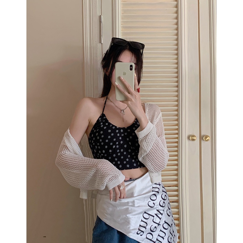 Áo Cổ Yếm Màu Đen/ Áo Khoác HUANG YOYO Phong Cách Hàn Quốc Thời Trang Cho Nữ