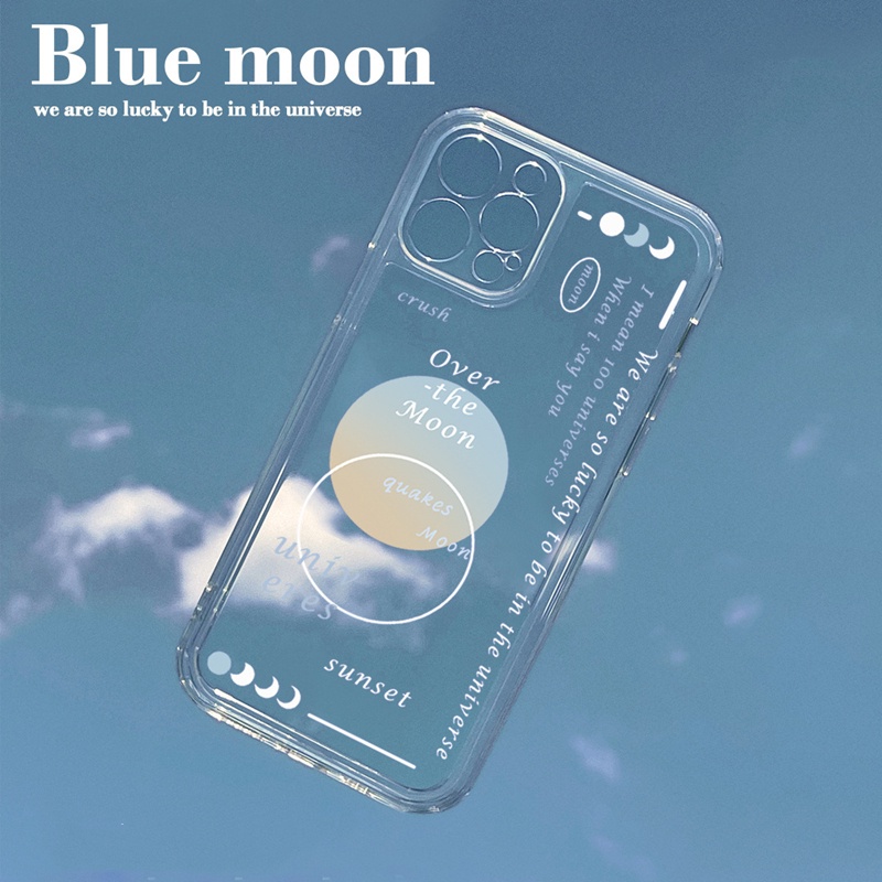 Ốp điện thoại silicone trong suốt in hình trăng thích hợp cho iPhone 13 12 11 Pro Max X Xr Xs 7 8 6 6s Plus SE 2020