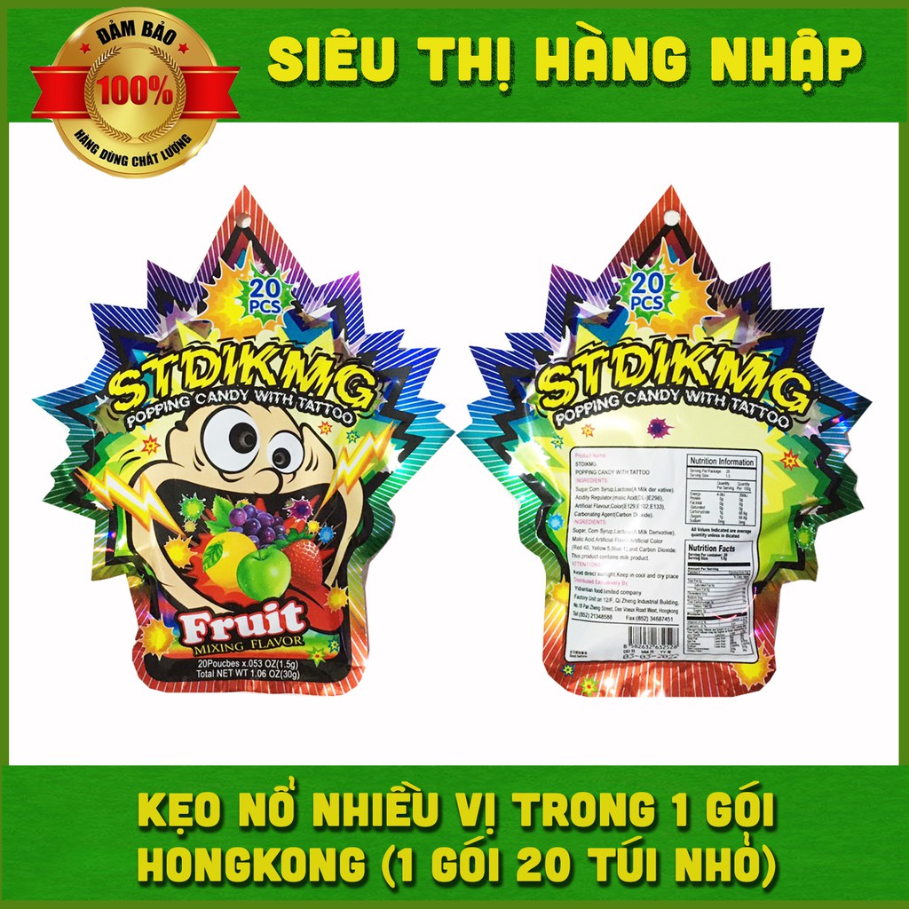 Lốc 12 gói kẹo nổ Striking vị trái cây HongKong (20 túi nhỏ nhiều vị trong 1 gói lớn)