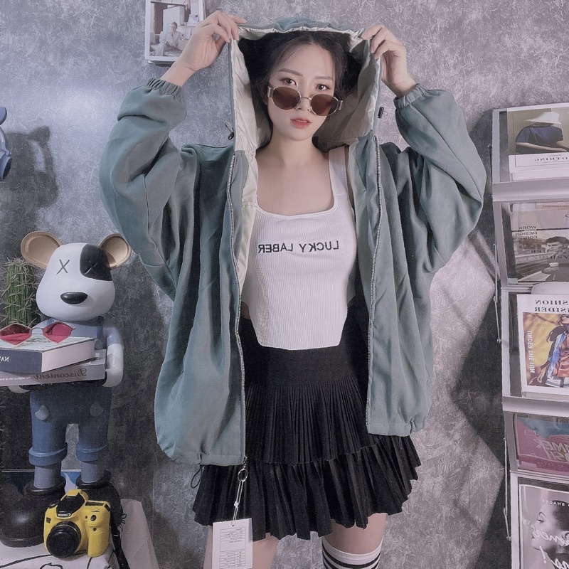 Áo Khoác Nữ Trơn 2 Lớp Dáng Ngắn Vừa Vặn_Tay Cánh Dơi Phồng Unisex_Chất Bố Nhung Mịn Nhập Lớp Lót Vải Dù Xịn Mát_AKDL07