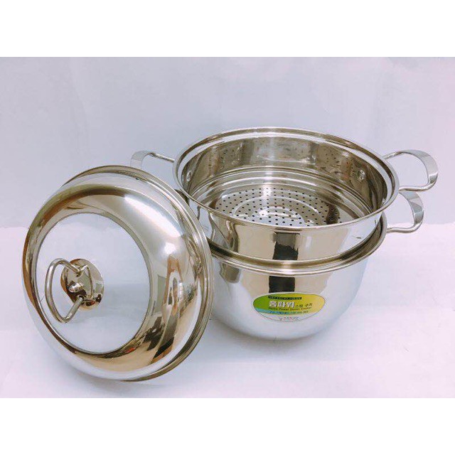 Bộ nồi xửng hấp HÀN QUỐC 3 đáy inox size 26 cm