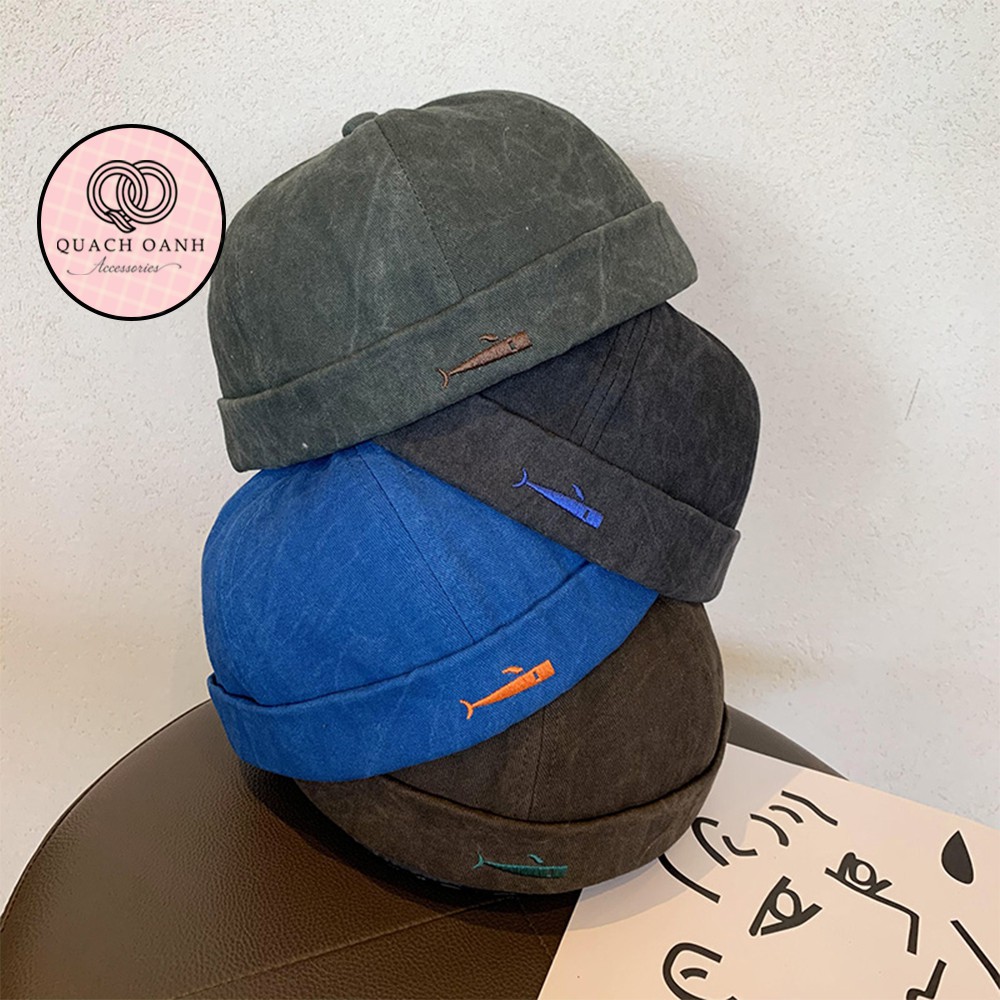 Mũ quả dưa địa chủ beanie không vành hình con cá – MU61