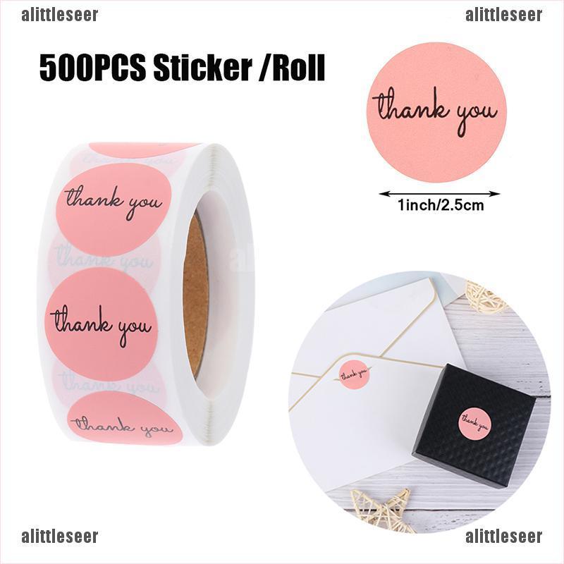 Set 500 Miếng Dán 1 Inch Màu Hồng In Chữ Thank You Trang Trí Lễ Hội