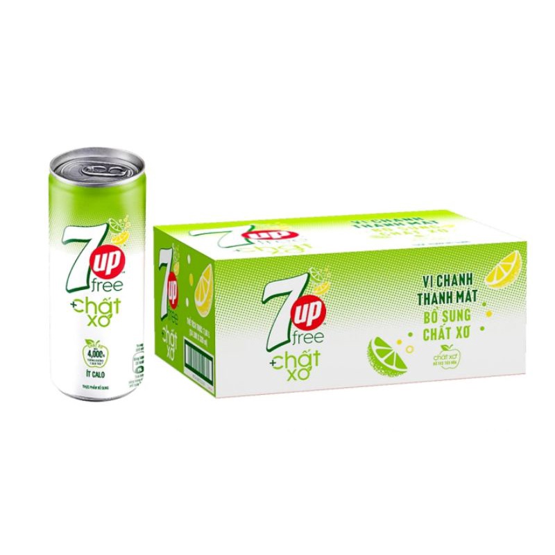 (Thùng 24 lon) Mix Pepsi Chanh Ko Calo + 7Up xơ Ít Calo (Lon 320ml)