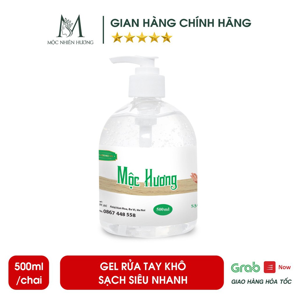 Gel rửa tay khô Mộc Hương không cần dùng nước 500ml chính hãng