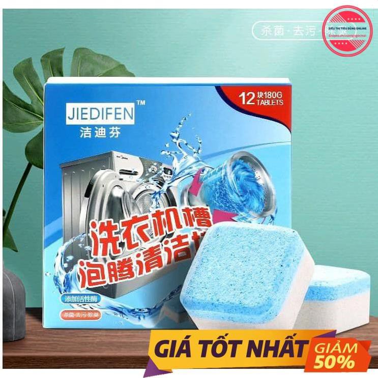 HỘP 12 VIÊN TẨY VỆ SINH LỒNG MÁY GIẶT DIỆT KHUẨN HIỆU QUẢ - VIÊN TẨY LỒNG GIẶT