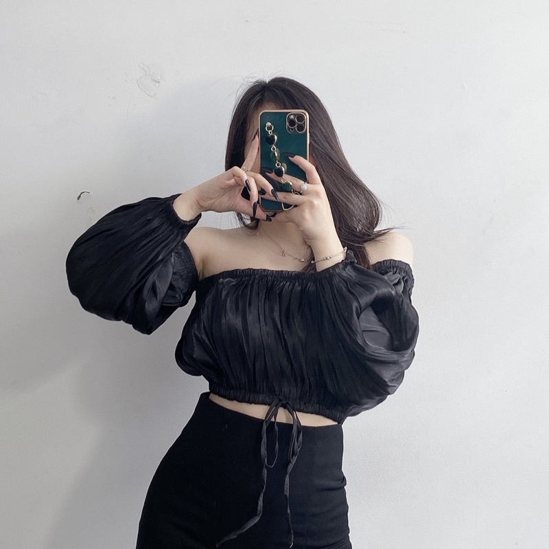 Áo Kiểu Croptop Bẹt Vai TH04 | GinHouse Shop