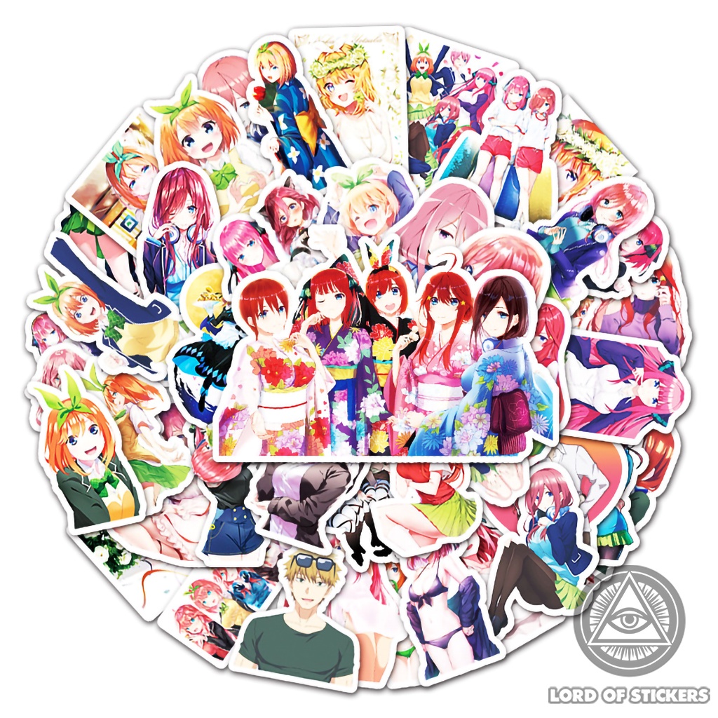 Set 50 Hình Dán Gotoubun No Hanayome Sticker Anime Manga Nhà Có 5 Nàng Dâu Chống Thấm Nước Trang Trí Mũ Bảo Hiểm, Laptop