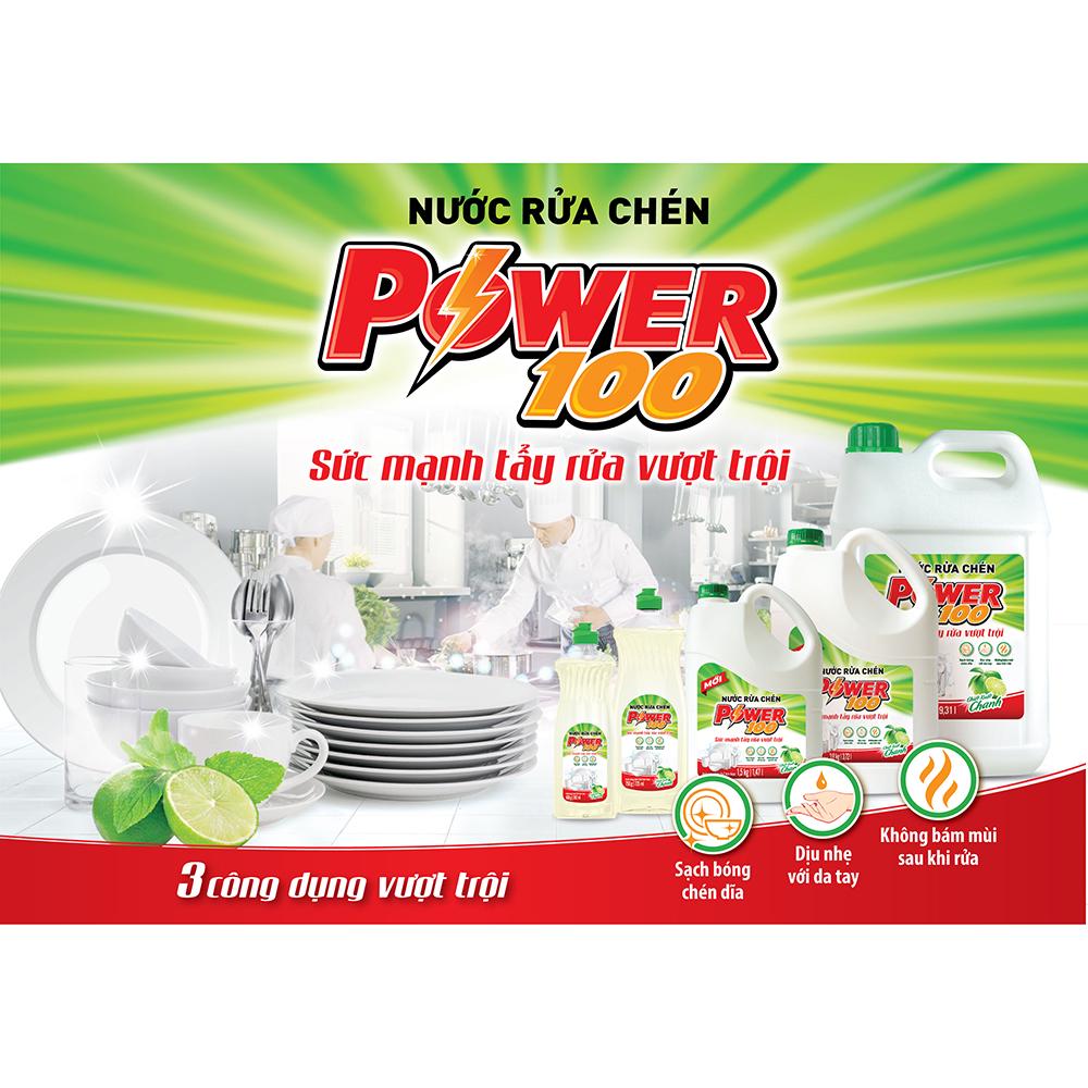 Nước rửa chén POWER100 Hương Chanh 2.7kg/túi