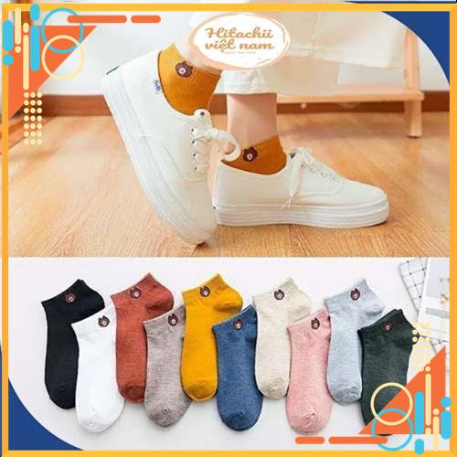 Set 10 đôi tất nữ, vớ nữ hình gấu brown kèm túi đựng siêu xinh, tất giữ ấm mùa đông msp29026