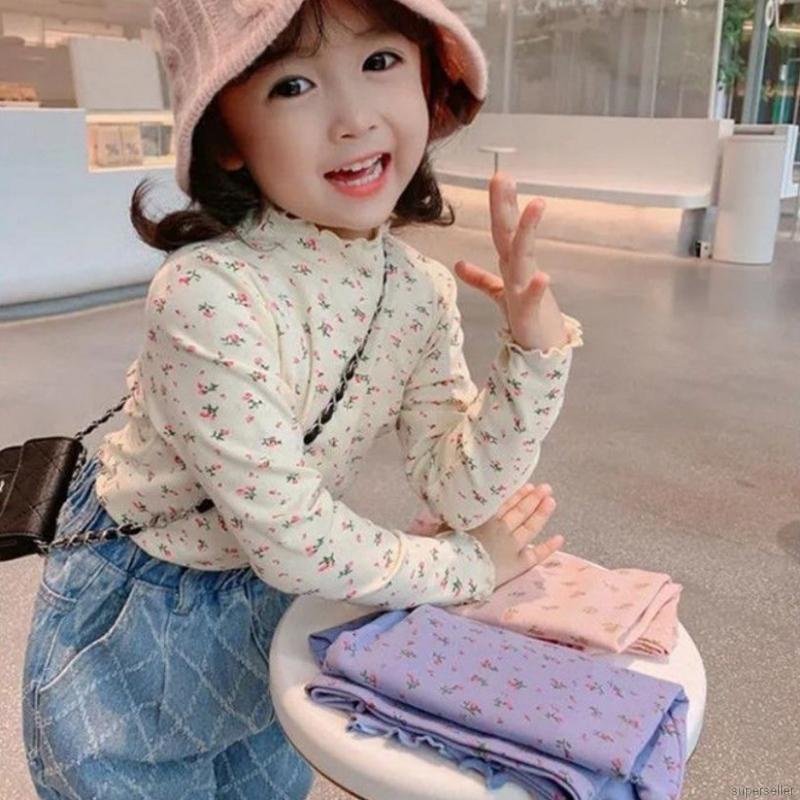 Áo thun dài tay in họa tiết độc đáo nhiều lớp thời trang mùa thu cho bé gái