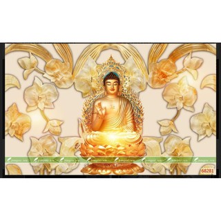 tranh dán tường vải lụa 3D tranh phật