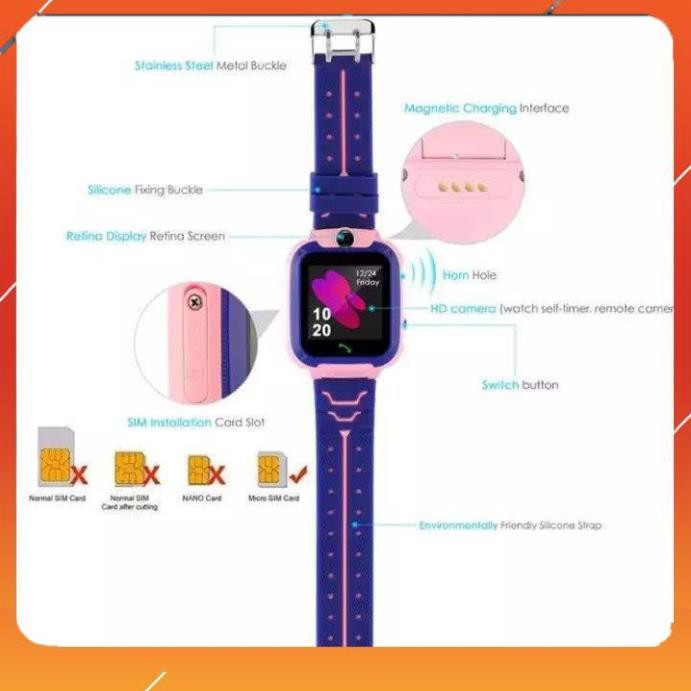 Đồng Hồ Thông Minh Q12 Định Vị LBS dành cho bé (có camera) 1.44 inch, chống nước IP67, cuộc goi SOS khẩn cấp
