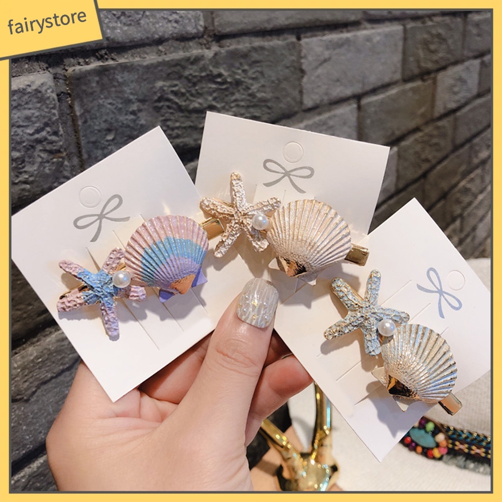 Kẹp tóc họa tiết vỏ sò và sao biển xinh xắn